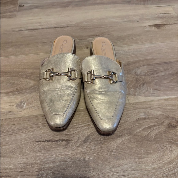 CL by Laundry Shoes - CL by Laundry Gold Mules with Metal Accent